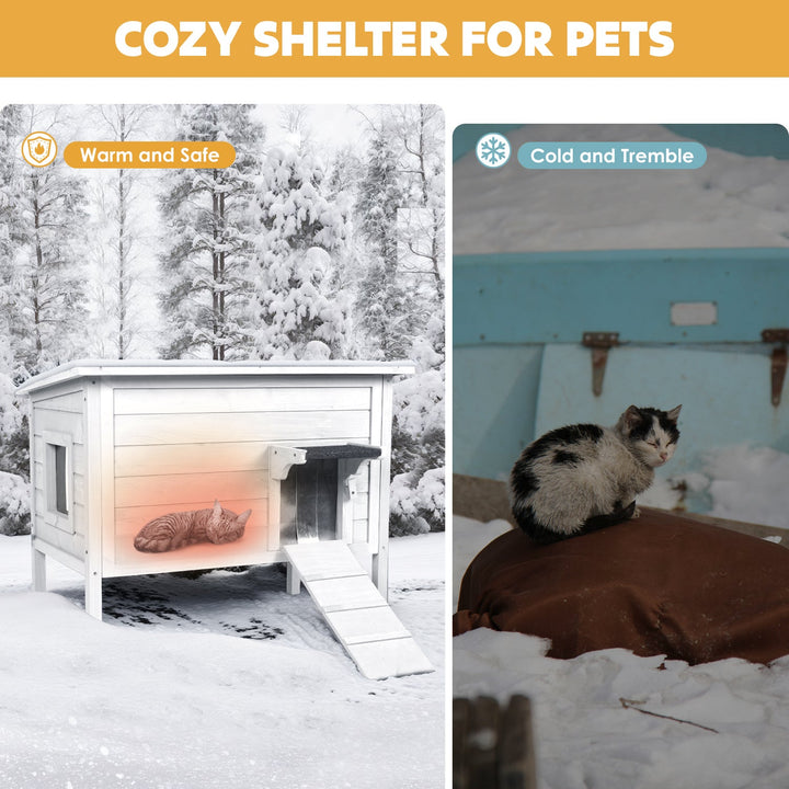 Outdoor Insulated Cat House, Winter Shelter, White