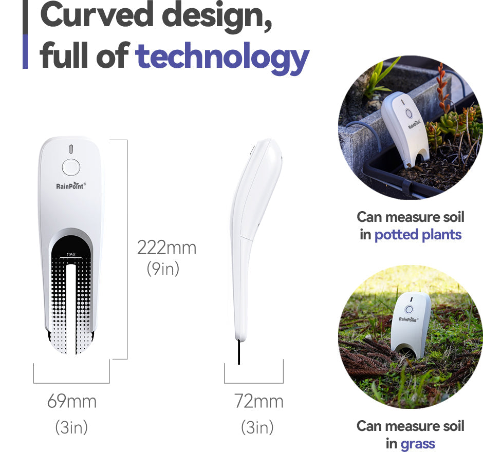 RainPoint Wi-Fi Soil Moisture & Temperature Monitor – Smart Garden & Farm Sensor with Gateway Hub