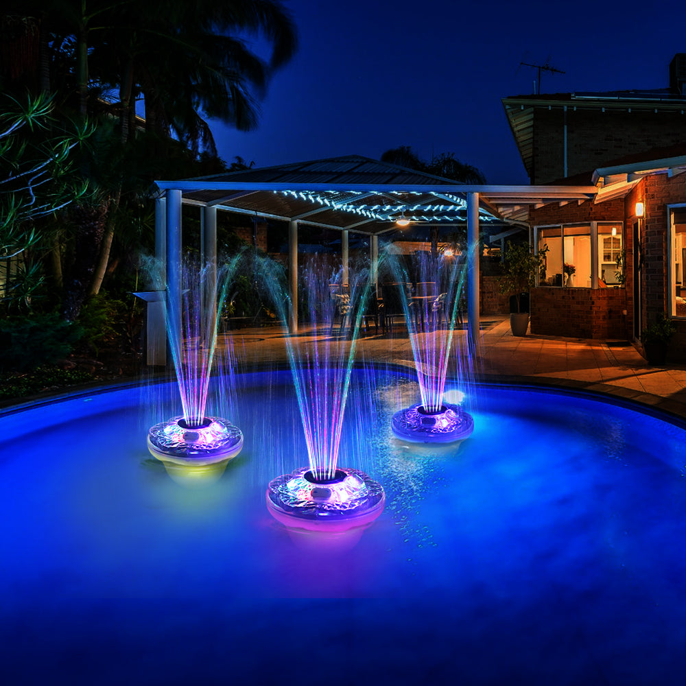 Mini-Saturn Floating Spray Fountain W Light Show for Pool IP68 Waterproof Rated