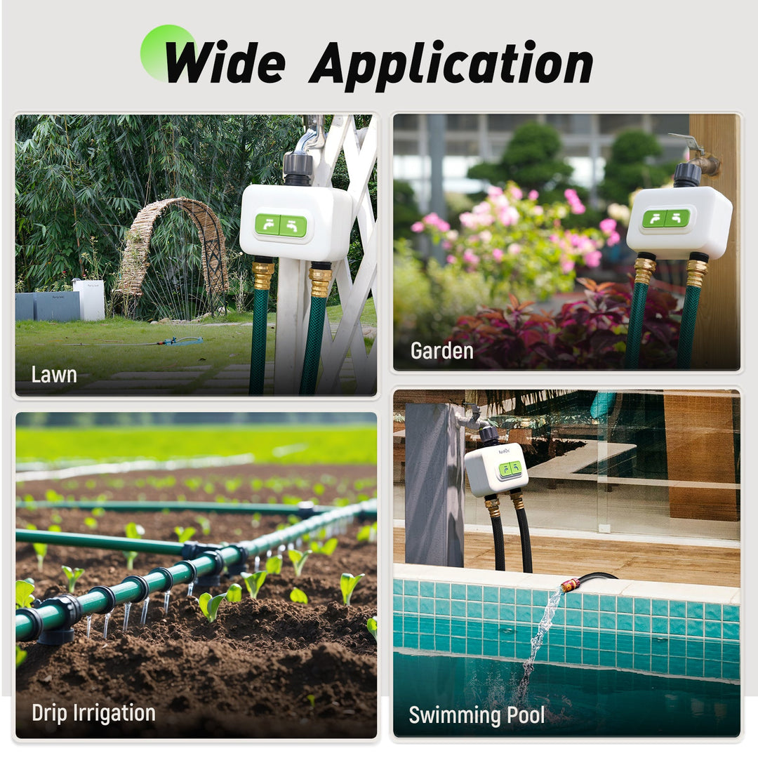 2-Zone Wireless Smart Water Timer with Hub for Outdoor Irrigation