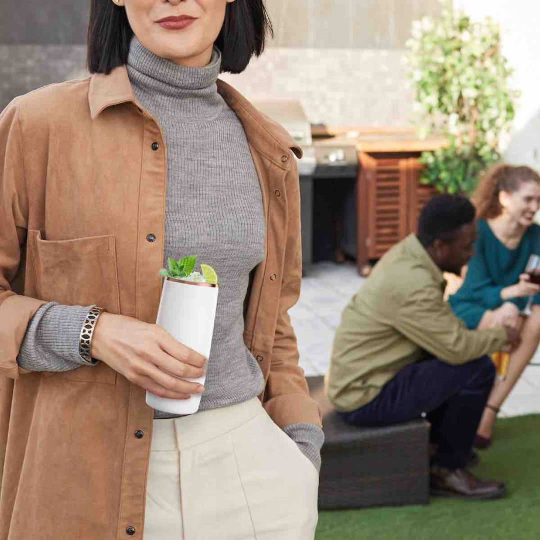 Stainless Steel Highball Cocktail Glass Set, Set of 2 - White by Snowfox