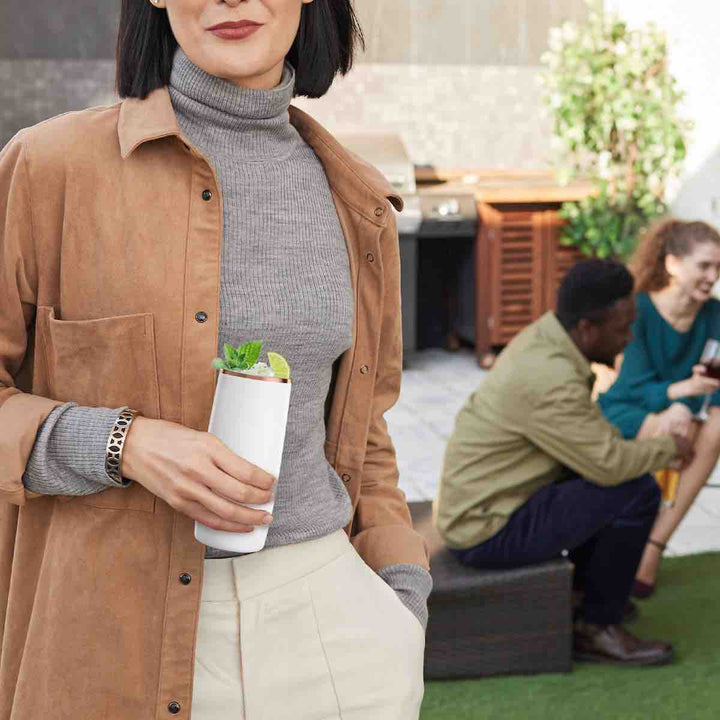 Stainless Steel Highball Cocktail Glass Set, Set of 2 - White by Snowfox