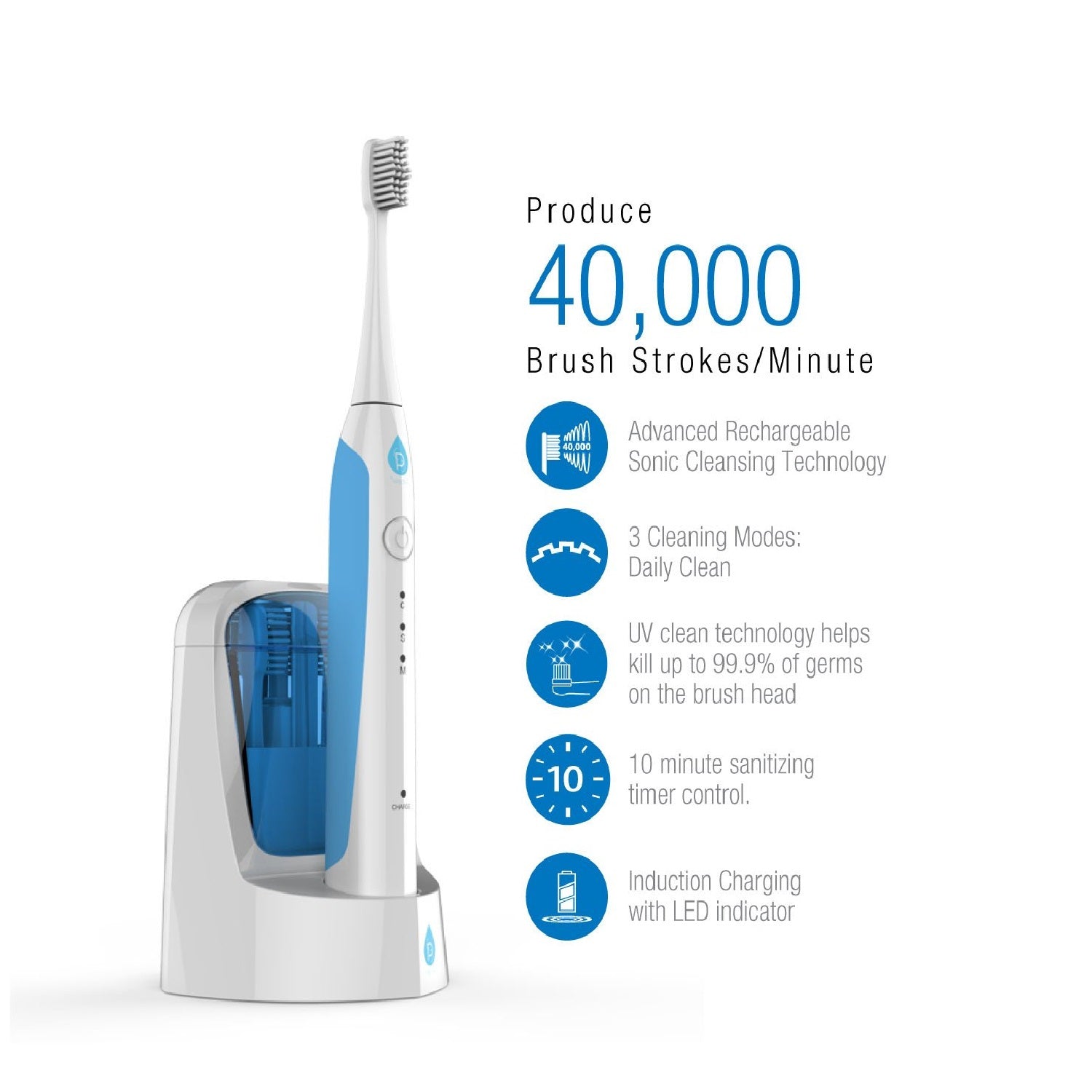 Sonic Smart Series Rechargeable Toothbrush with UV Sanitizing