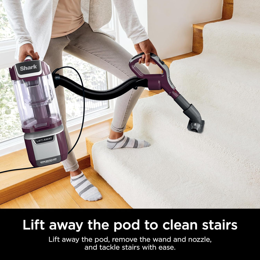 Shark Rotator Pet Lift-Away Adv Upright Vacuum/Duoclean Powerfins Hairpro/Odor Neutralizer La702 Wine Purp WS1