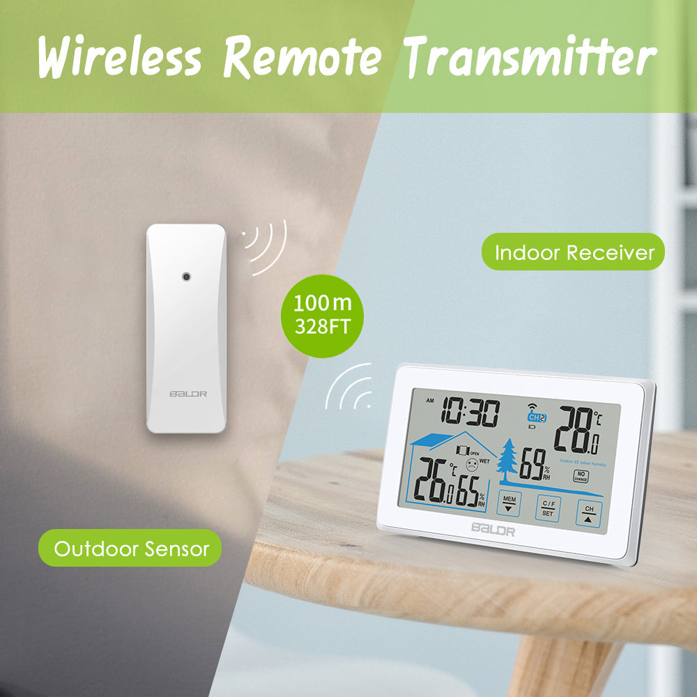 BALDR Wireless Weather Station, Digital Thermometer & Hygrometer (Indoor&Outdoor),