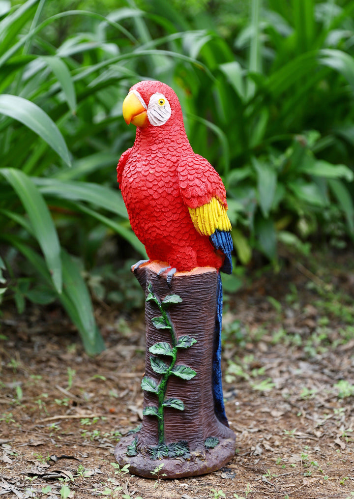 Red Parrot Statue With High-Power Solar Spotlight