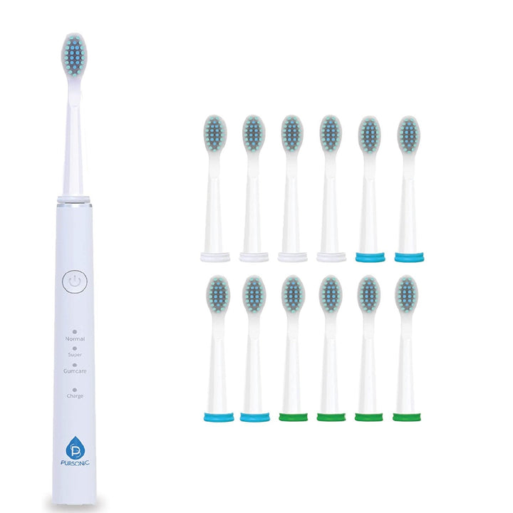USB Rechargeable Sonic Toothbrush with 12 Brush Heads