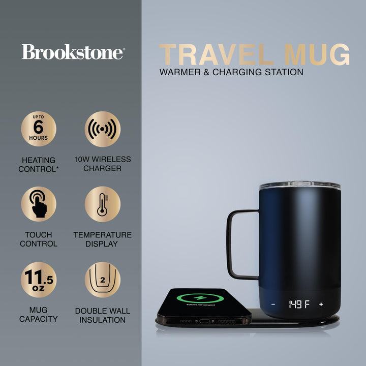Brookstone Travel Mug Warmer & Wireless Phone Charging Station