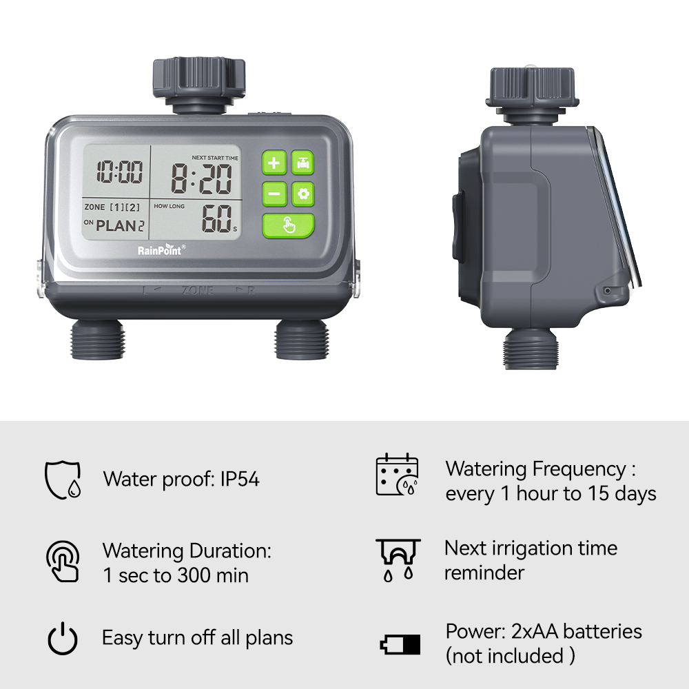 2 Zone Water Timer for Garden Hose