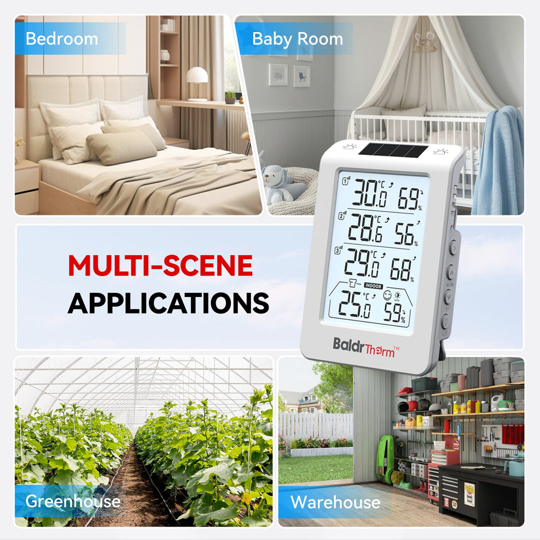 BaldrTherm Three Channel Thermo-Hygrometer With 3 Sensors