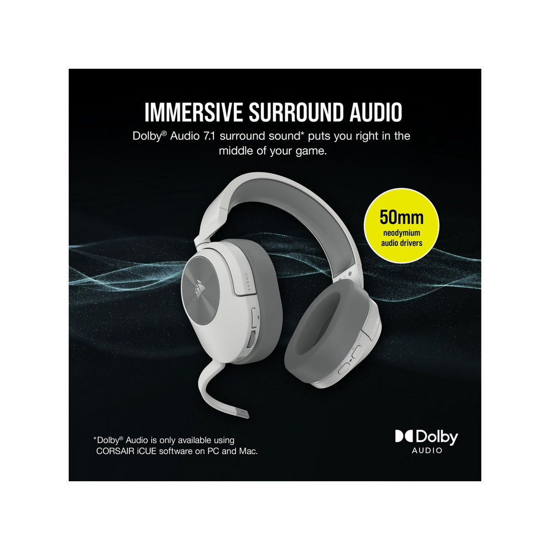 CORSAIR HS Series HS55 Wireless Gaming Headset for PC, PS5, and Mobile in White