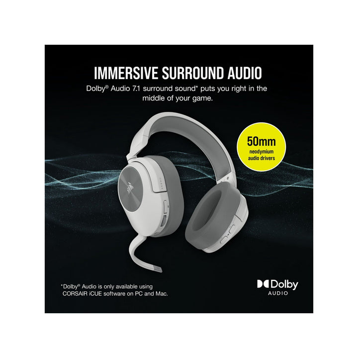 CORSAIR HS Series HS55 Wireless Gaming Headset for PC, PS5, and Mobile in White