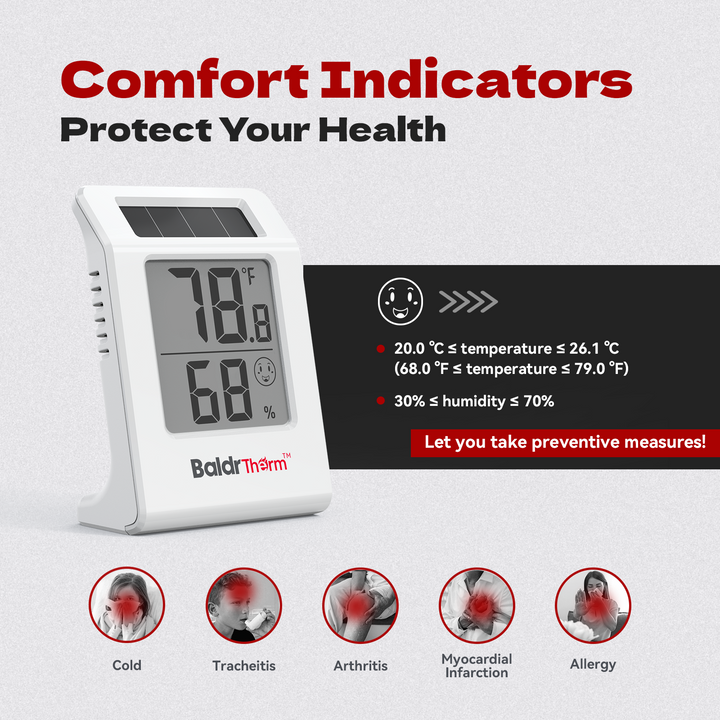 BaldrTherm Digital Thermometer and Hygrometer Meter - 2.2" Display