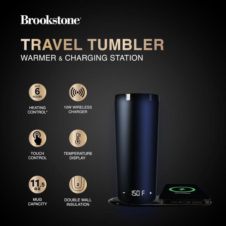 Brookstone Travel Tumbler Warmer & Wireless Phone Charging Station
