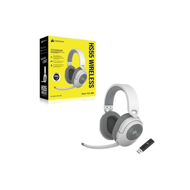 CORSAIR HS Series HS55 Wireless Gaming Headset for PC, PS5, and Mobile in White