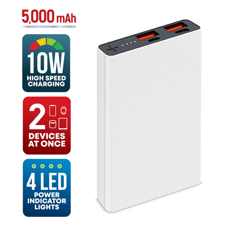 Brookstone 5,000mAh Multi-Port Slim and Fast Power Bank