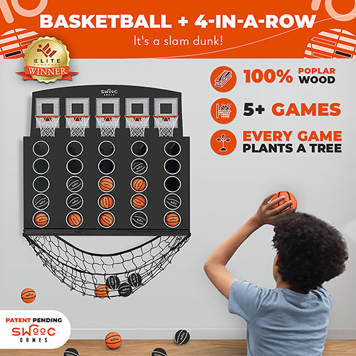 Low Post Lineup™ | Wall Mounted Basketball 4 In A Row by Swooc Games