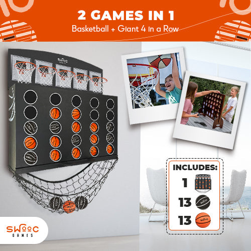 Low Post Lineup™ | Wall Mounted Basketball 4 In A Row by Swooc Games