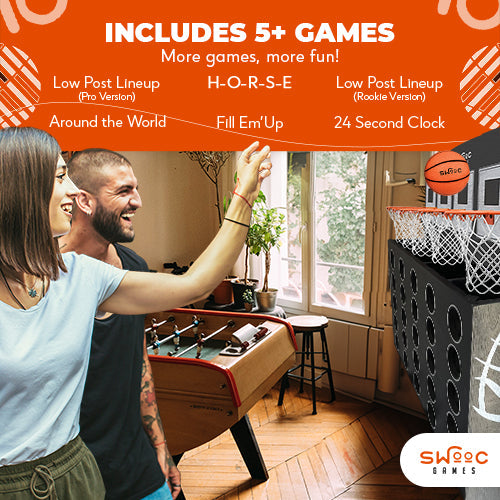 Low Post Lineup™ | Wall Mounted Basketball 4 In A Row by Swooc Games