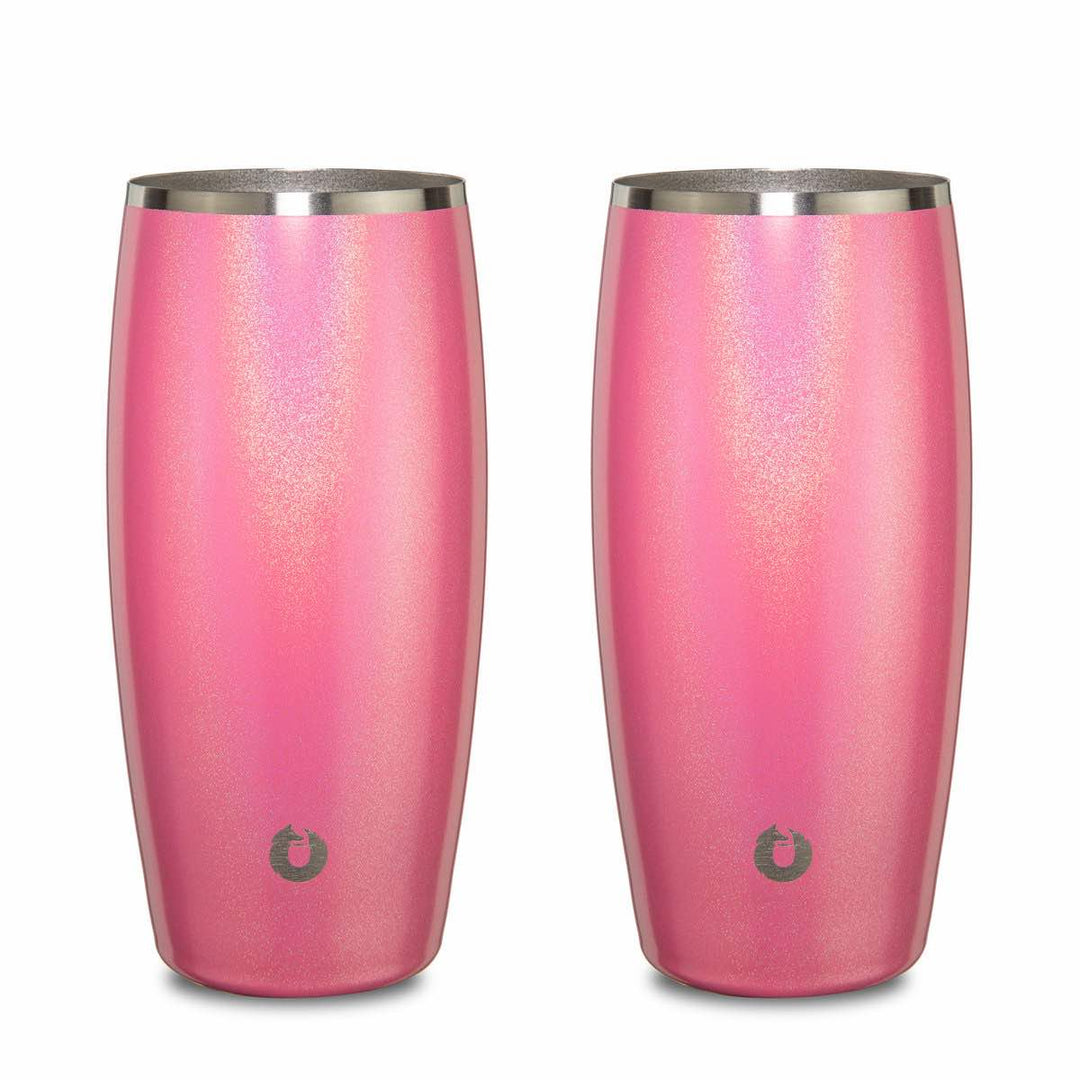  Shimmer Pink: Stainless Steel Beer Glass, Set of 2 Pink