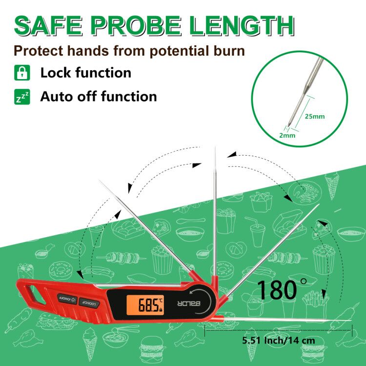 BALDR Digital Meat Thermometer, Instant Read Food Thermometer for Kitchen Cooking and Outdoor BBQ Fast and Accurate reading features