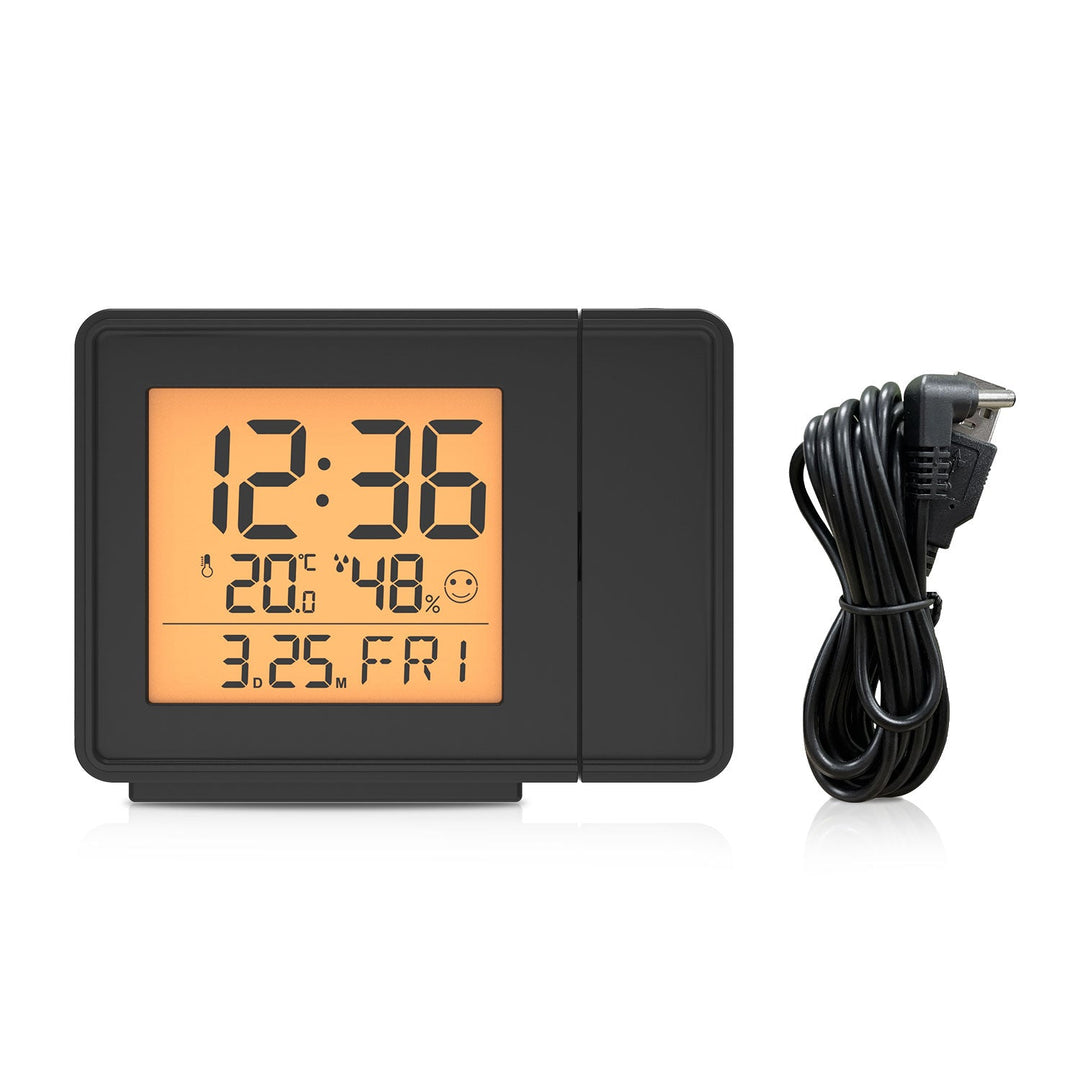 BALDR Digital Time Projection Alarm Clock WWVB - Atomic Time Projector on Ceiling Wall with Orange Backlight, Calendar Temperature Display, Adjustable Brightness PROJECT ULTRA CLEAR TIME