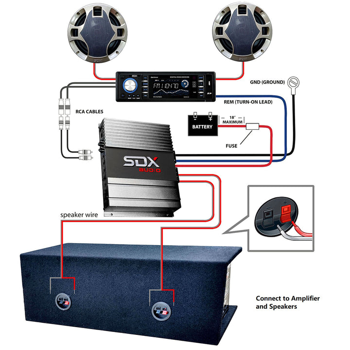 Sondpex 400W 6.5" 2-Way Speaker System for Car RV SUV Truck Boat Garage Workshop