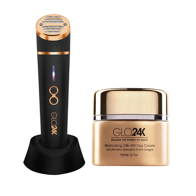 GLO24K LED Skin Rejuvenation Beauty Device + 24k Moisturizing Day Cream