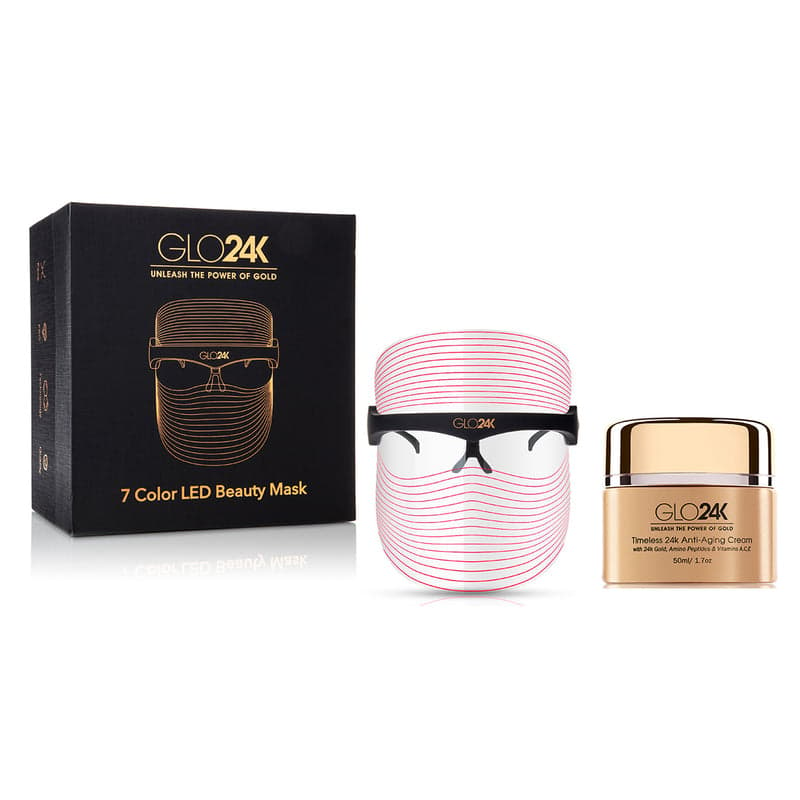 GLO24K 7 Color LED Beauty Mask + 24k Timeless Anti-Aging Cream