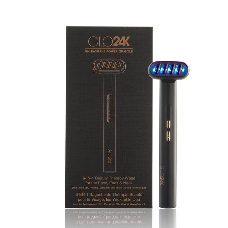 GLO24K 6-IN-1 Beauty Therapy LED Wand for the Face, Eyes & Neck