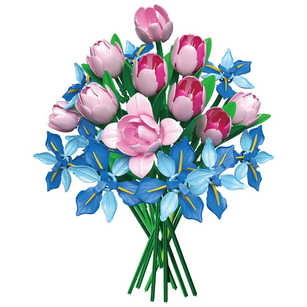 Contixo BK08 Pastel Pink & Blue Flower Bouquet Building Set - 428 Pieces