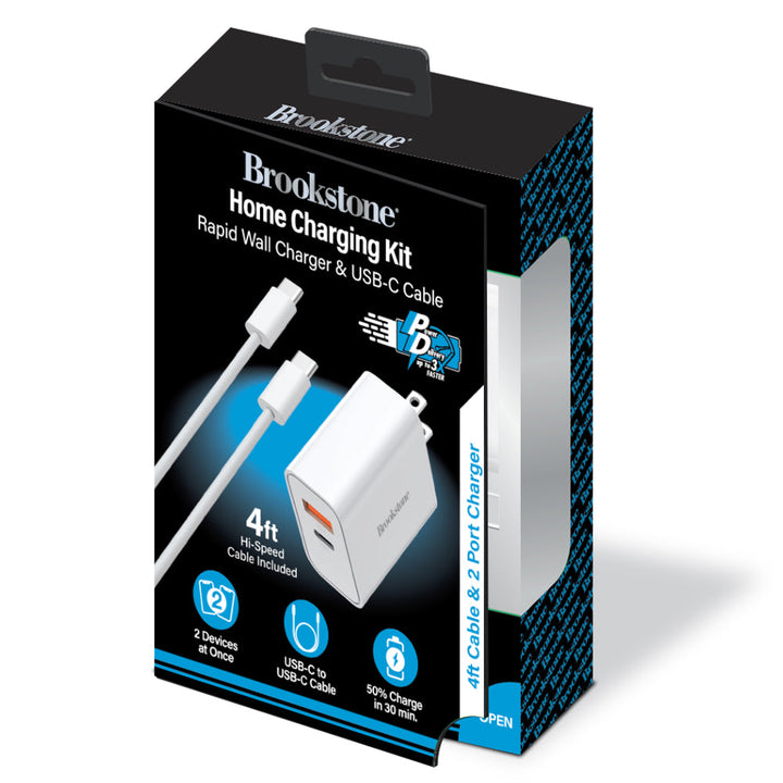 Brookstone 20W Home Charging Kit – USB-C to USB-C Cable Included