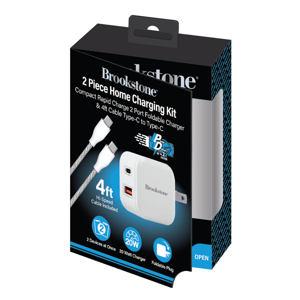 Brookstone 20W Home Charging Kit – USB-C to USB-C Cable Included
