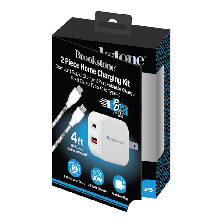 Brookstone 20W Home Charging Kit – USB-C to USB-C Cable Included