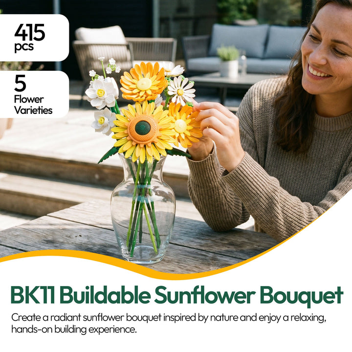 Contixo BK11 Yellow Sunflower Van Gogh Bouquet Building Set - 415 Pieces