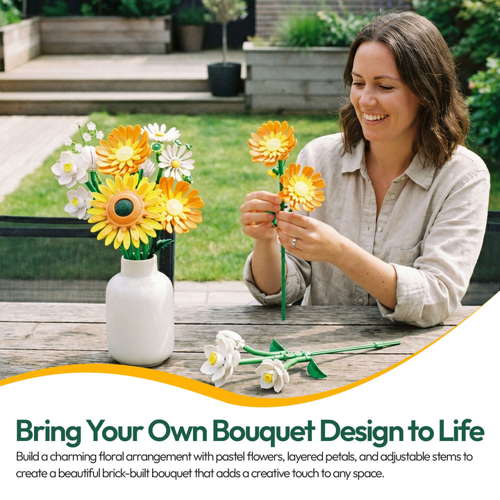 Contixo BK11 Yellow Sunflower Van Gogh Bouquet Building Set - 415 Pieces
