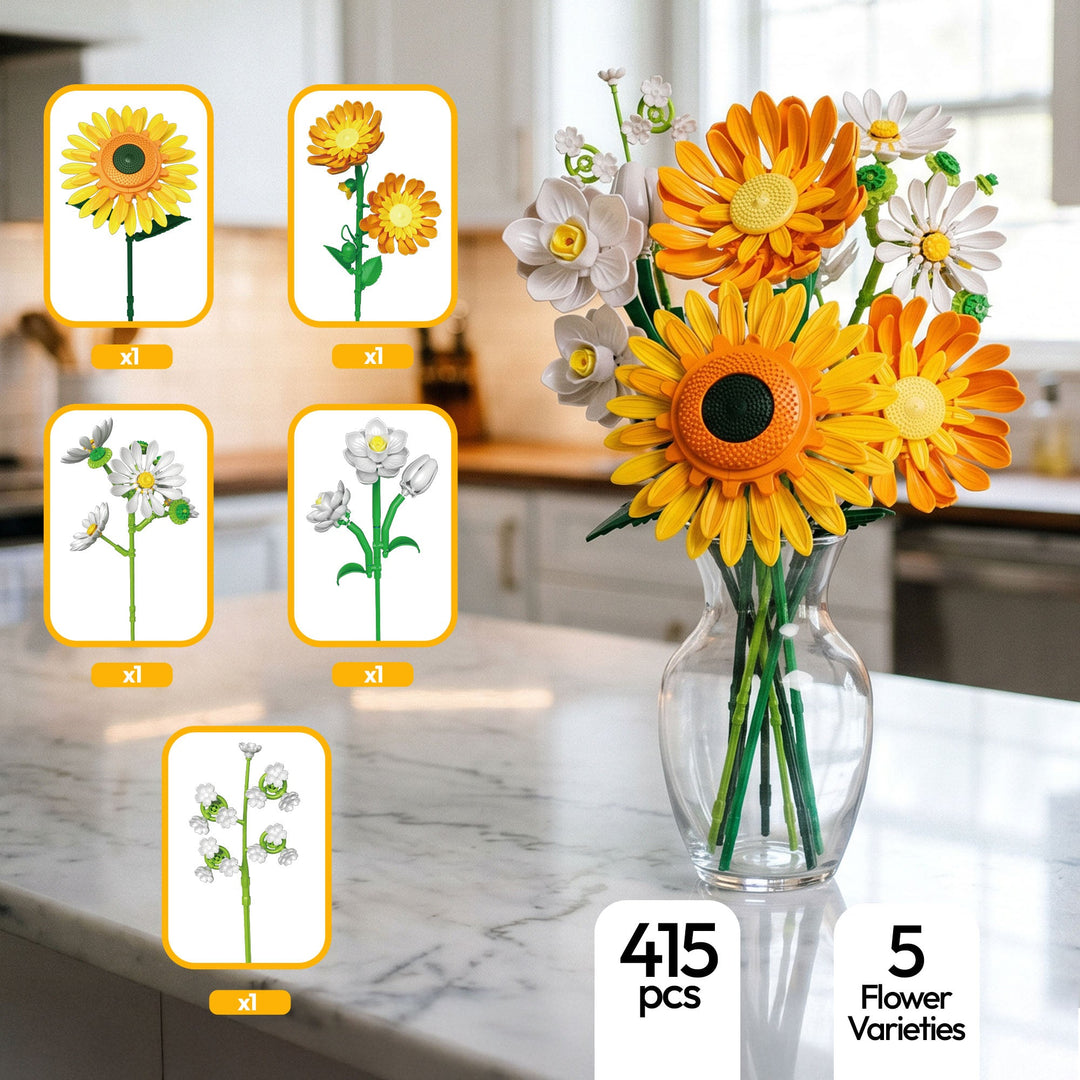 Contixo BK11 Yellow Sunflower Van Gogh Bouquet Building Set - 415 Pieces