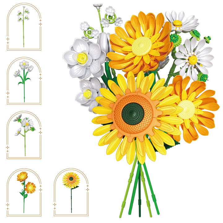 Contixo BK11 Yellow Sunflower Van Gogh Bouquet Building Set - 415 Pieces