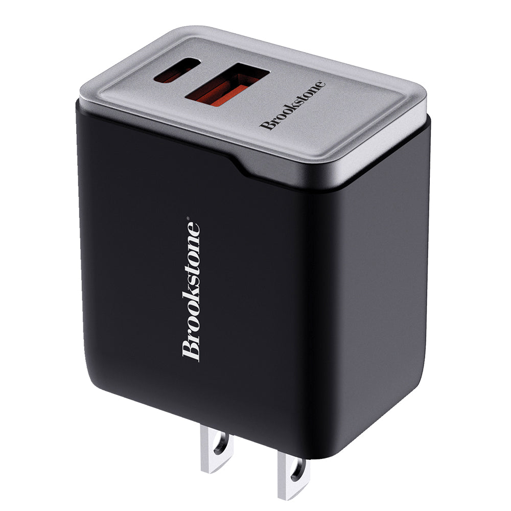 Brookstone PD 30 Watt 2 Port Wall Charger- USB-C and USB-A Ports