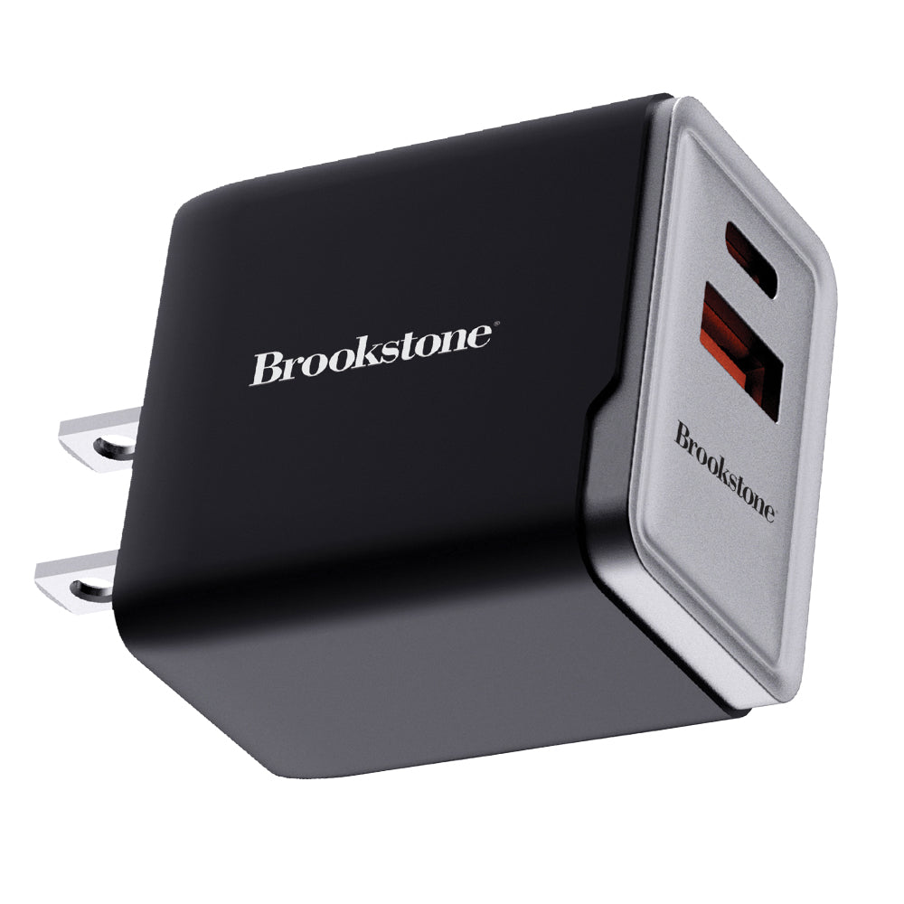 Brookstone PD 30 Watt 2 Port Wall Charger- USB-C and USB-A Ports