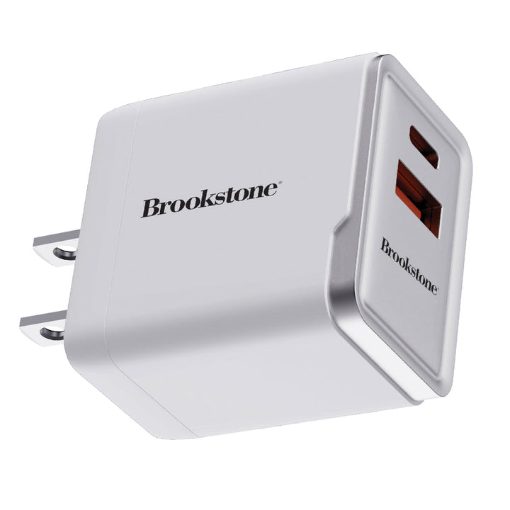 Brookstone PD 30 Watt 2 Port Wall Charger- USB-C and USB-A Ports