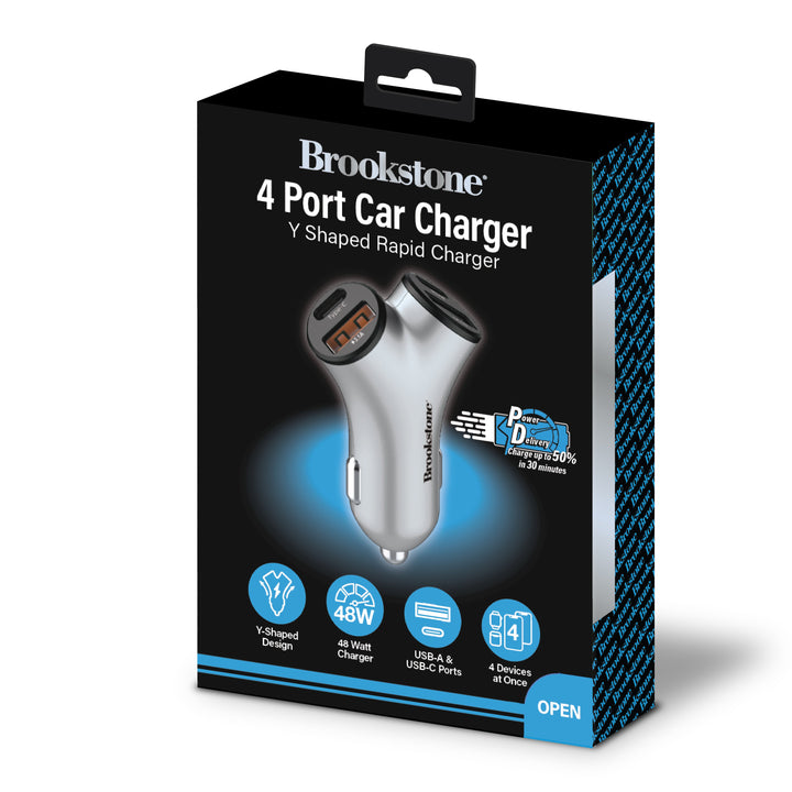 Brookstone Y Shaped 4 Port Car Charger