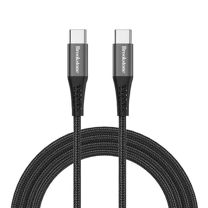 Brookstone USB-C to USB-C Braided Charging Cable – 60W, Alloy Tips