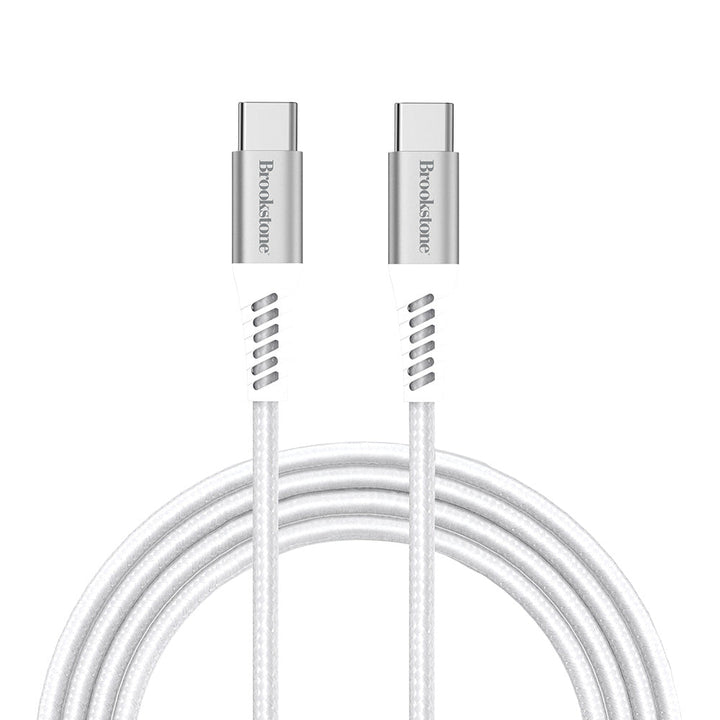 Brookstone USB-C to USB-C Braided Charging Cable – 60W, Alloy Tips