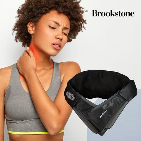 Brookstone Shiatsu Neck & Shoulder Massager with Heat Kneading Massage 16  Modes