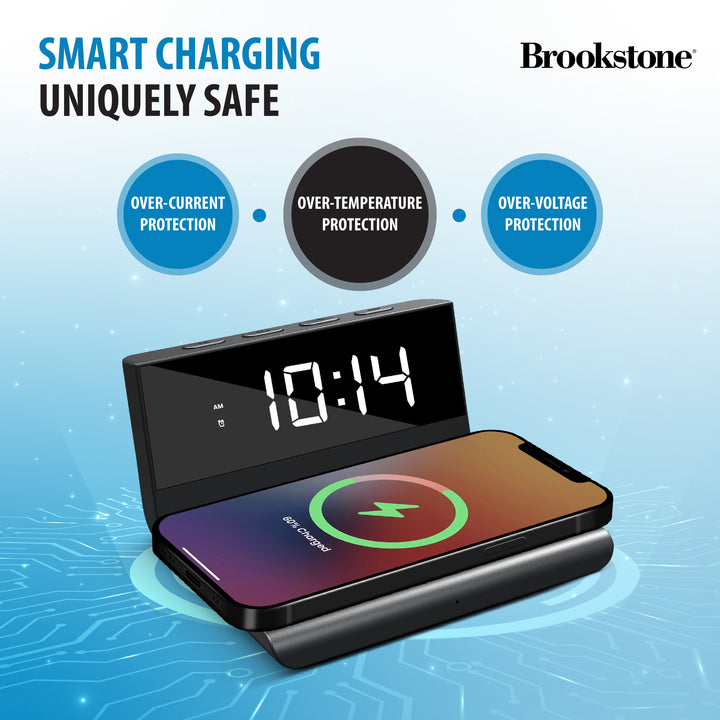 Brookstone 10W Wireless Charging Digital Alarm Clock