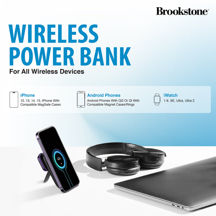 Brookstone 3-in-1 MagSafe Wireless Power Bank with Stand & Apple Watch Charging Feature