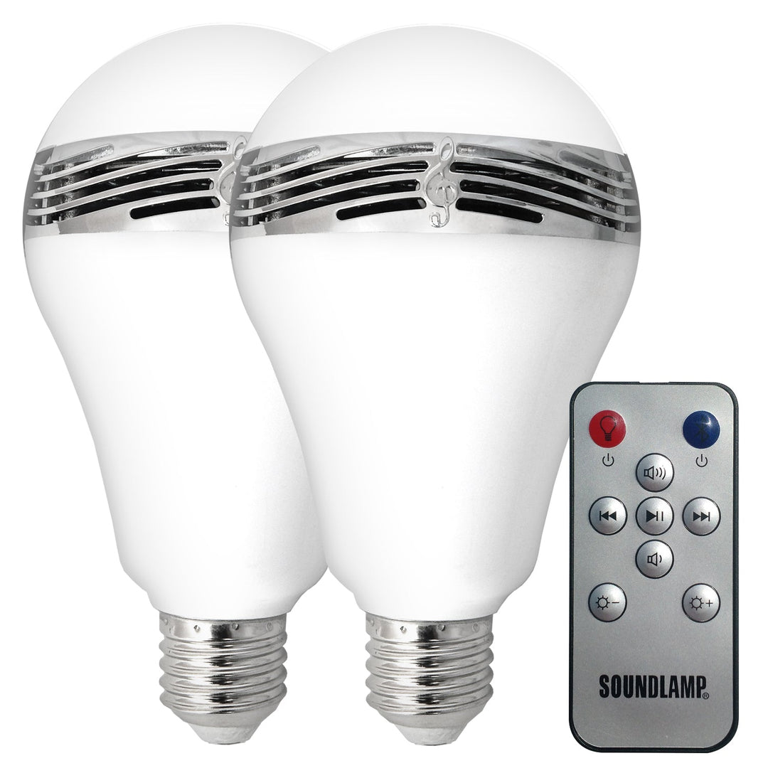 SOUNDLAMP Dimmable LED Light Bulb Bluetooth Speaker - 2 Pack
