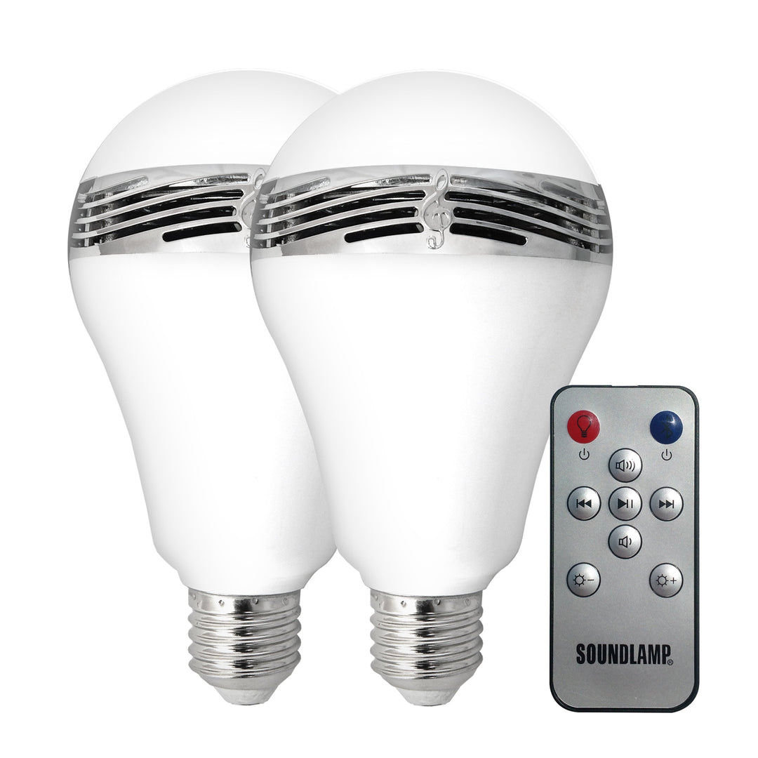 SOUNDLAMP Dimmable LED Light Bulb Bluetooth Speaker - 2 Pack