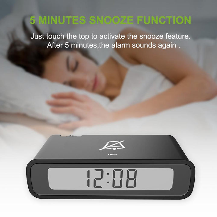 Black Baldr  Flip Alarm Clock with Snooze  product features Digital Travel Clock 3